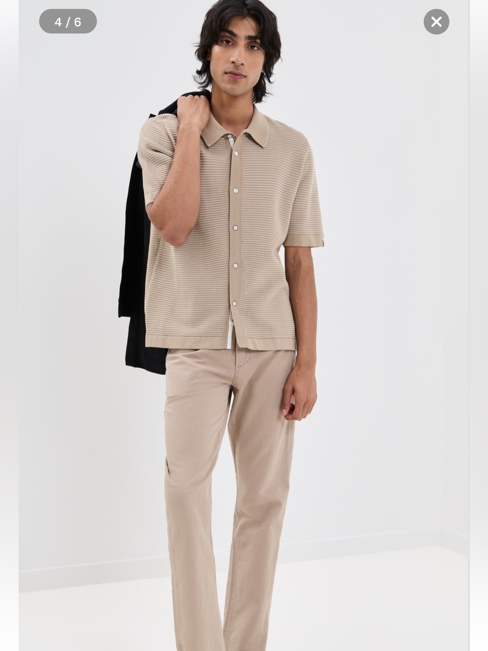 Rag&bone Men's Short-Sleeve Button Polo Shirt in Beige.Cotton